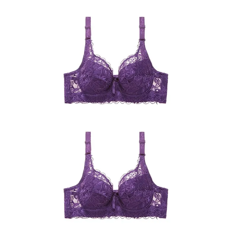 2 Piece Lace Bra Push Up Bras Underwear Bralette Lingerie Plus Size Tops Brassiere BH Backless Bras