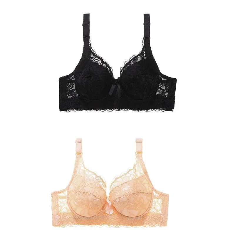 2 Piece Lace Bra Push Up Bras Underwear Bralette Lingerie Plus Size Tops Brassiere BH Backless Bras