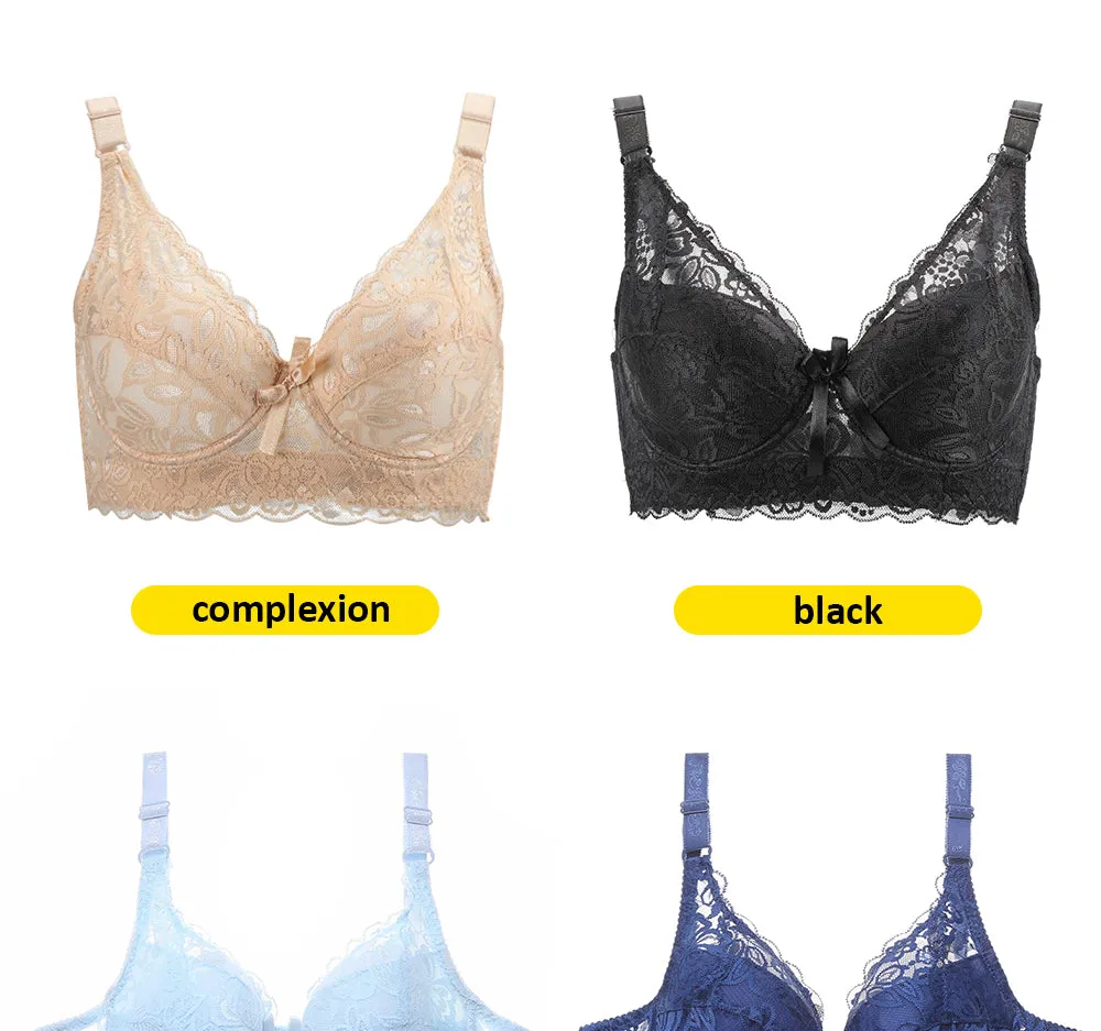 2 Piece Lace Bra Push Up Bras Underwear Bralette Lingerie Plus Size Tops Brassiere BH Backless Bras