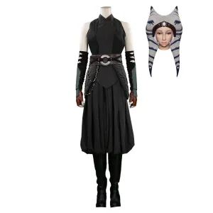 2023 Ahsoka Ahsoka Tano Black Outfits Cosplay Headgear Shoes Full Set Halloween Carnival Suit Cosplay Costume