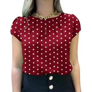 2024 Summer Tunic Tops ZANZEA Women Short Sleeve Polka Dots Blouse Work Holiday Shirt Casual O Neck Blusas Female Chemise Mujer