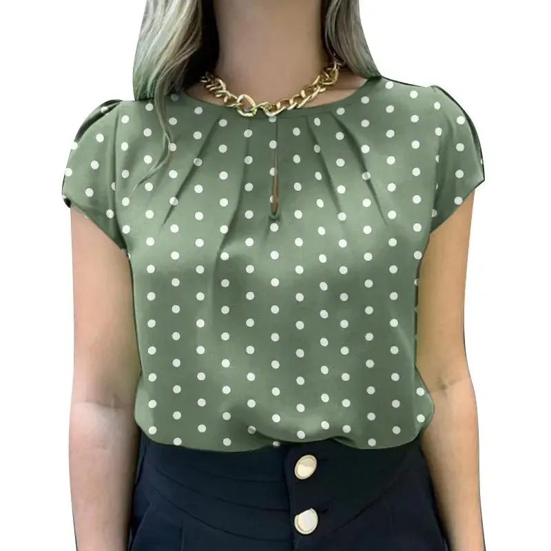 2024 Summer Tunic Tops ZANZEA Women Short Sleeve Polka Dots Blouse Work Holiday Shirt Casual O Neck Blusas Female Chemise Mujer