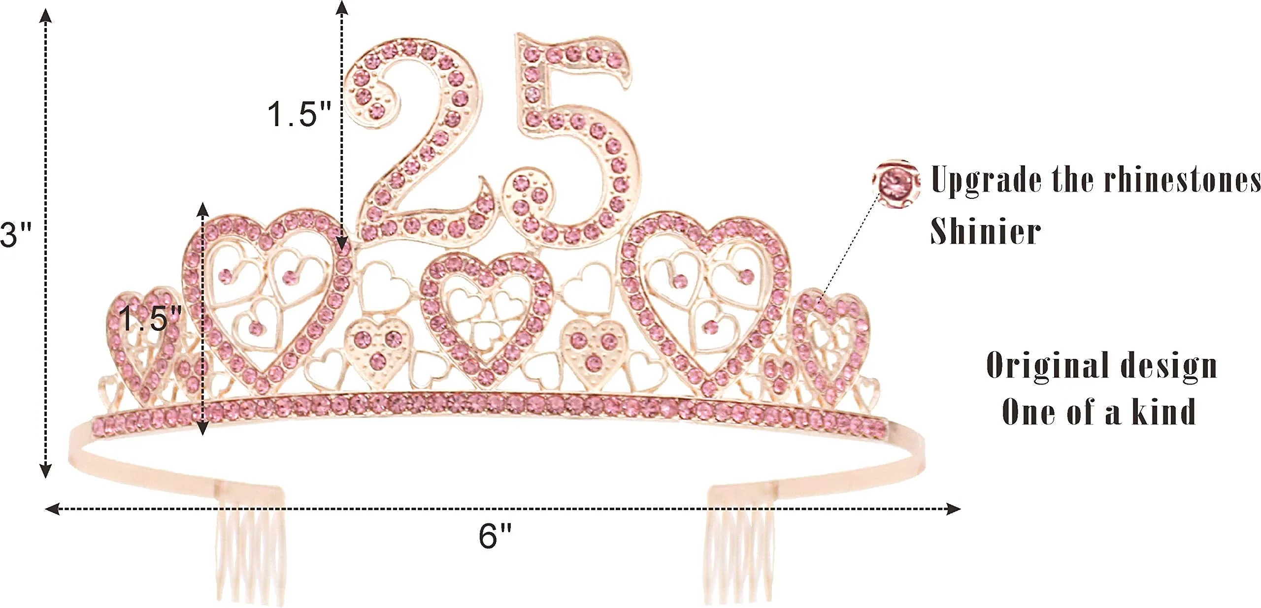 25th Birthday Gifts for Womens, 25th Birthday Tiara and Sash, 25th Birthday Decorations