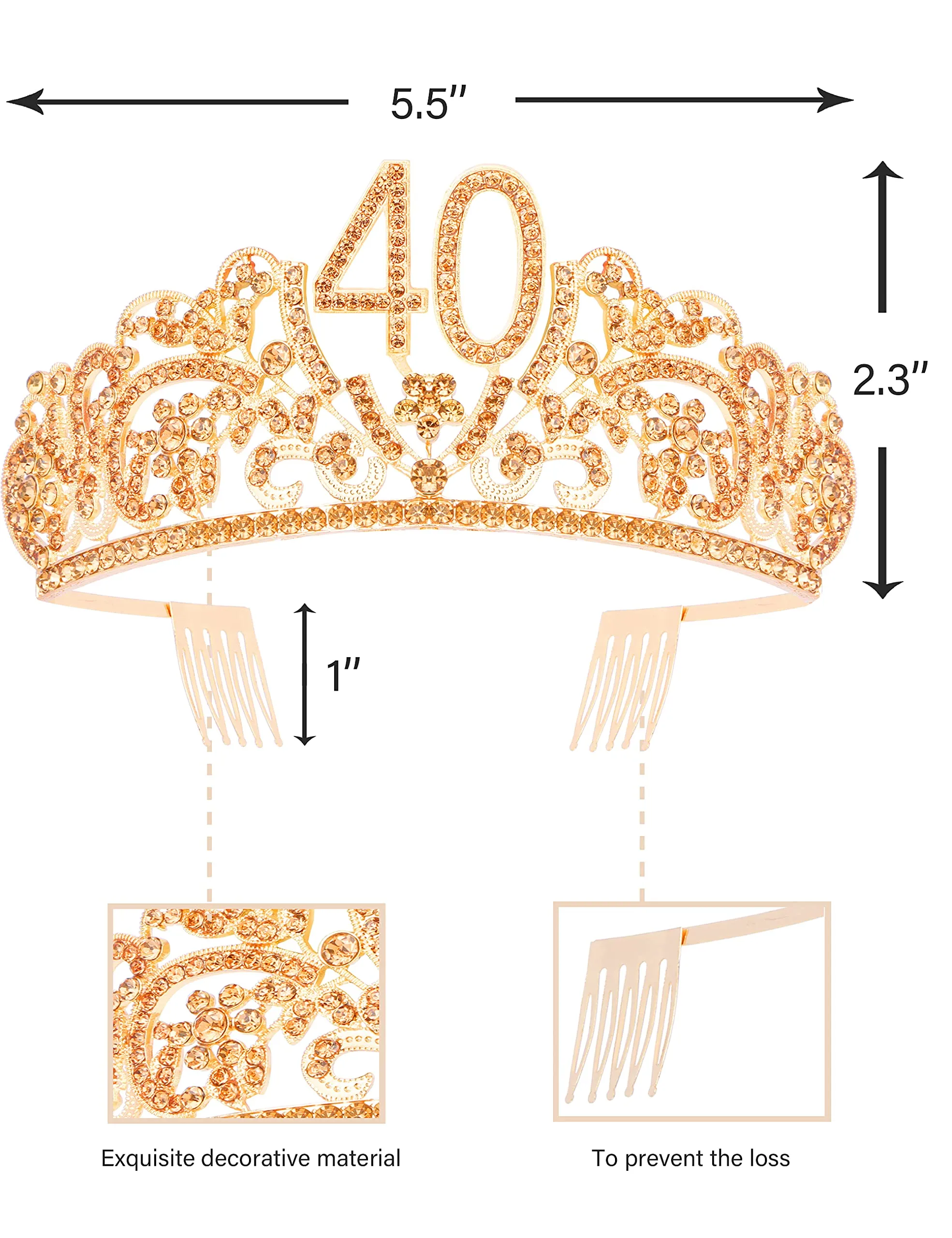 40th Birthday, 40th Birthday Tiara Golden, 40th Tiara and Sash, 40th Birthday Decorations