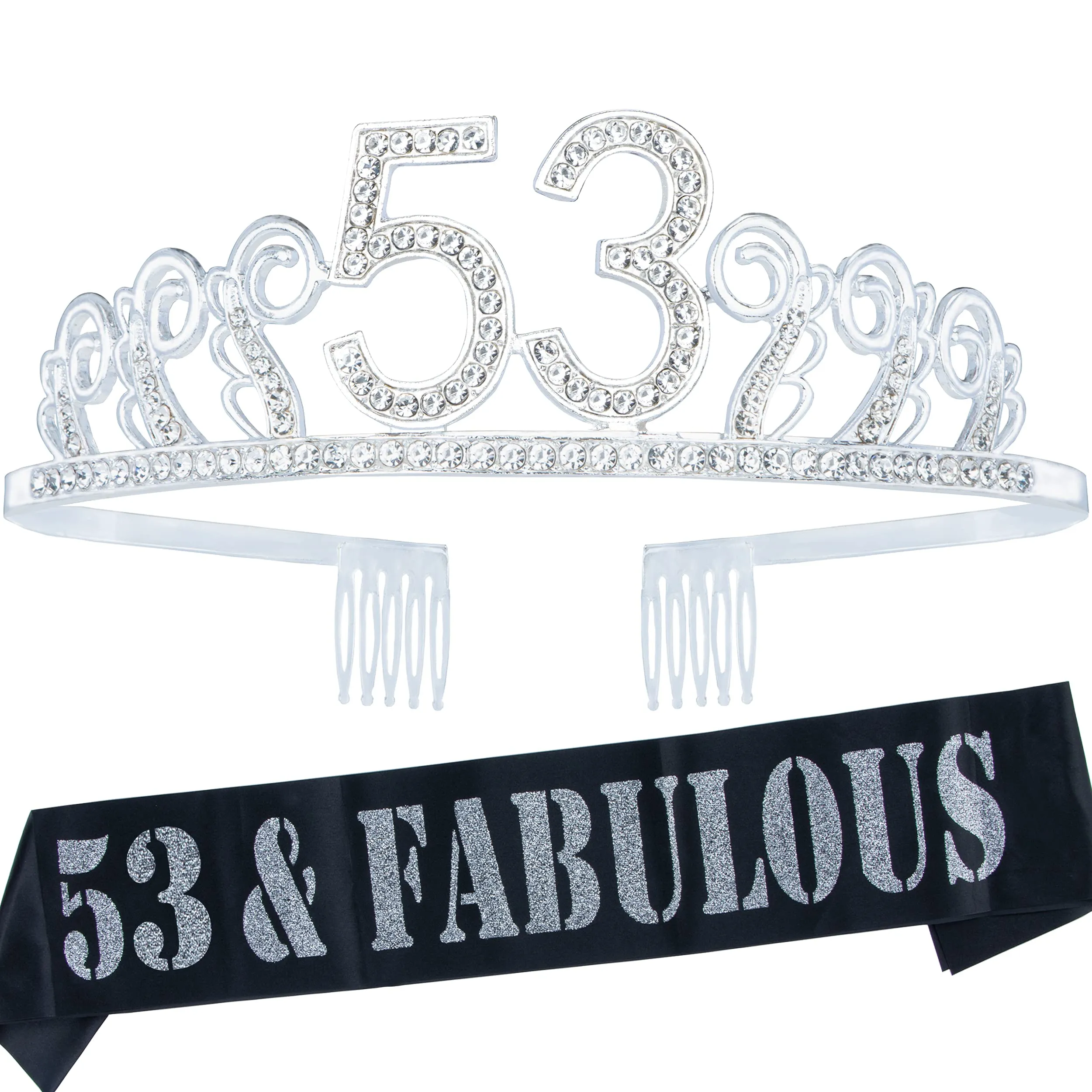 53rd Birthday Gifts for Women, 53rd Birthday Crown and Sash for Women, 53rd Birthday