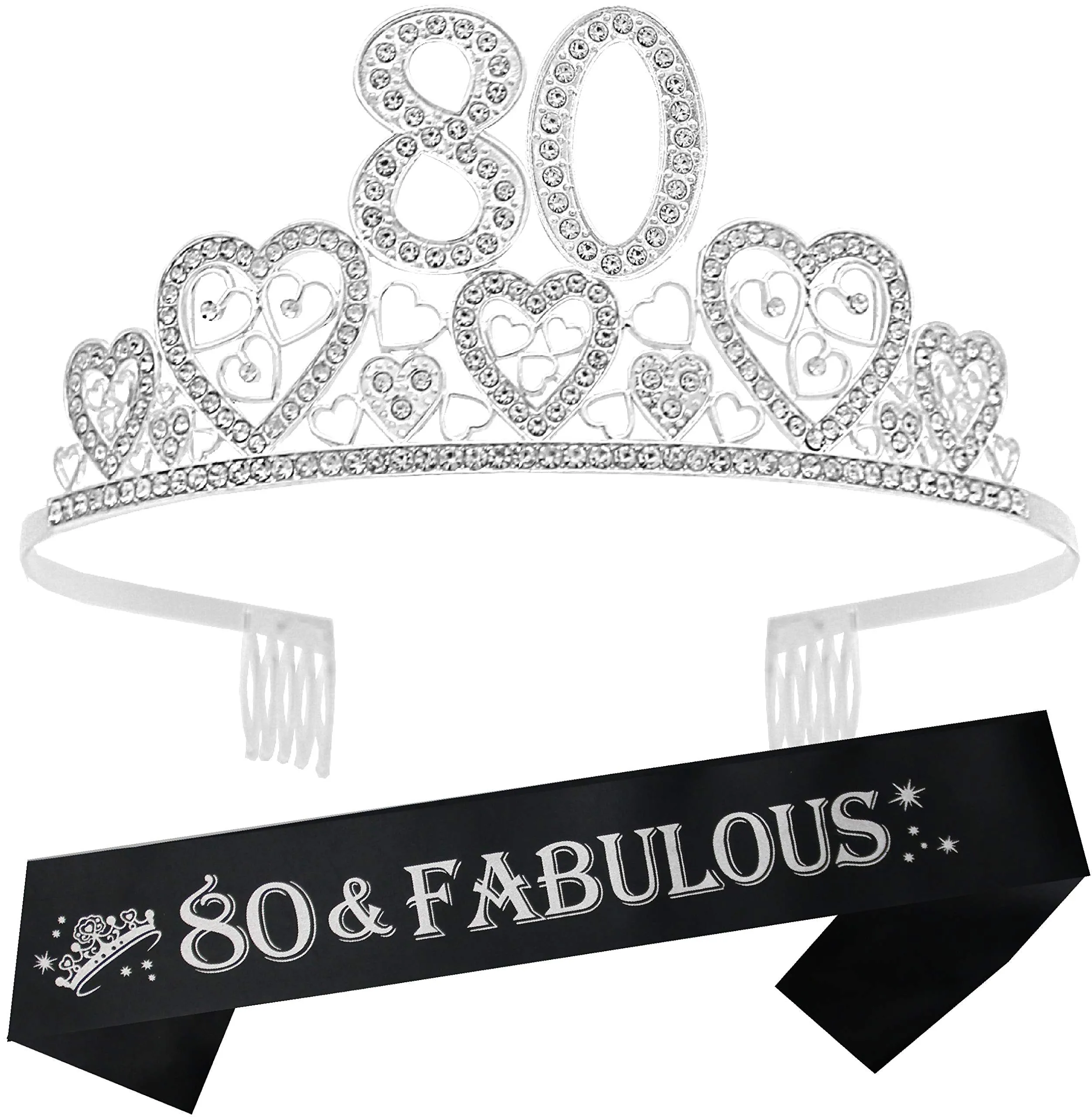 80th Birthday, 80th Birthday Gift, 80th Birthday Tiara, 80th Birthday Tiara and Sash, 80