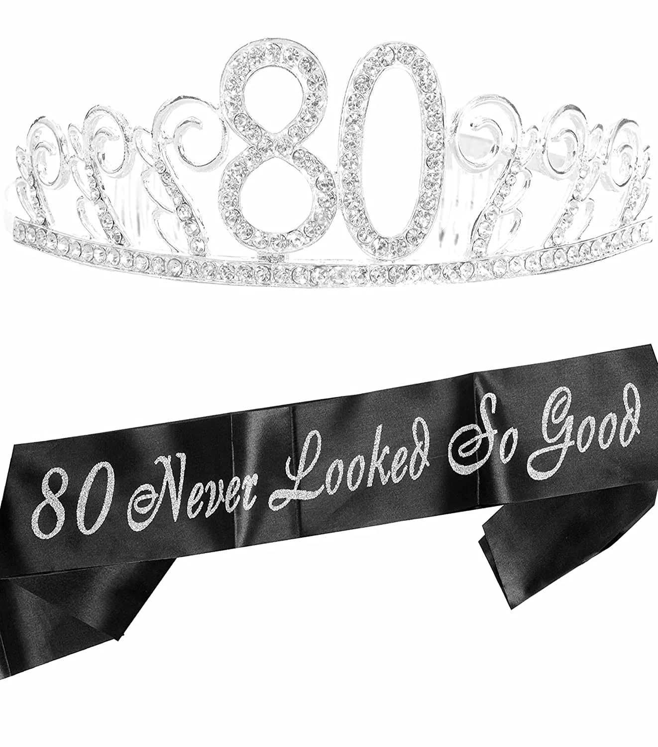 80th Birthday, 80th Birthday Gift, 80th Birthday Tiara, 80th Birthday Tiara and Sash, 80