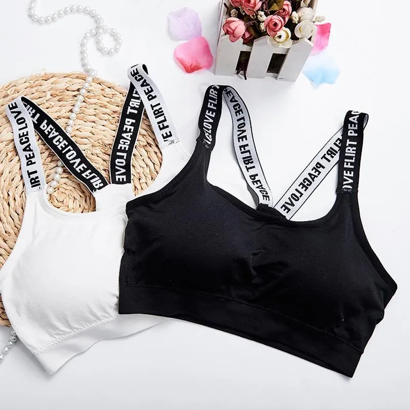 Black and White Breathable Fitness Sports Bra