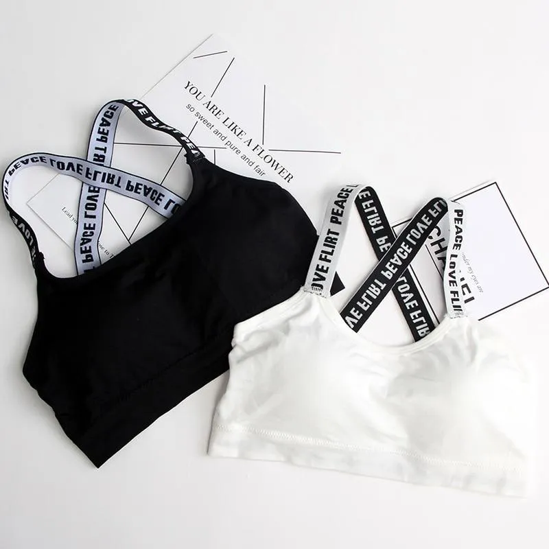 Black and White Breathable Fitness Sports Bra