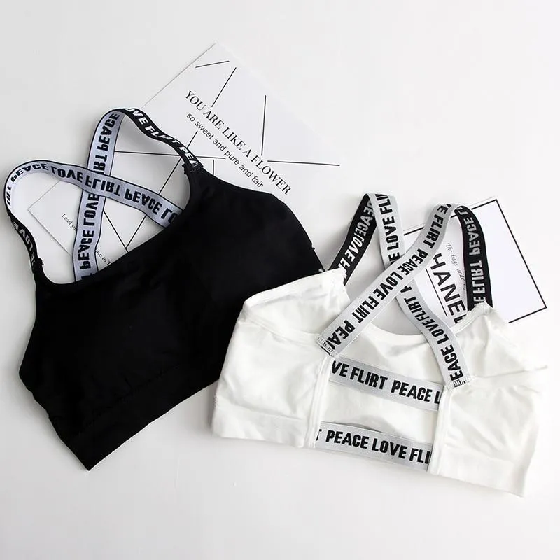 Black and White Breathable Fitness Sports Bra