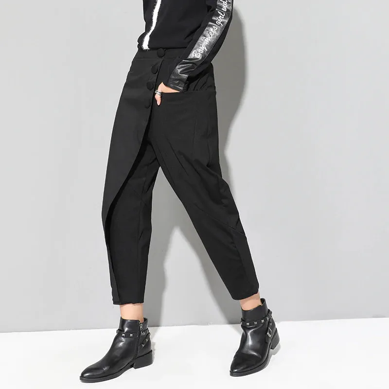 Black Patchwork Trousers Women's