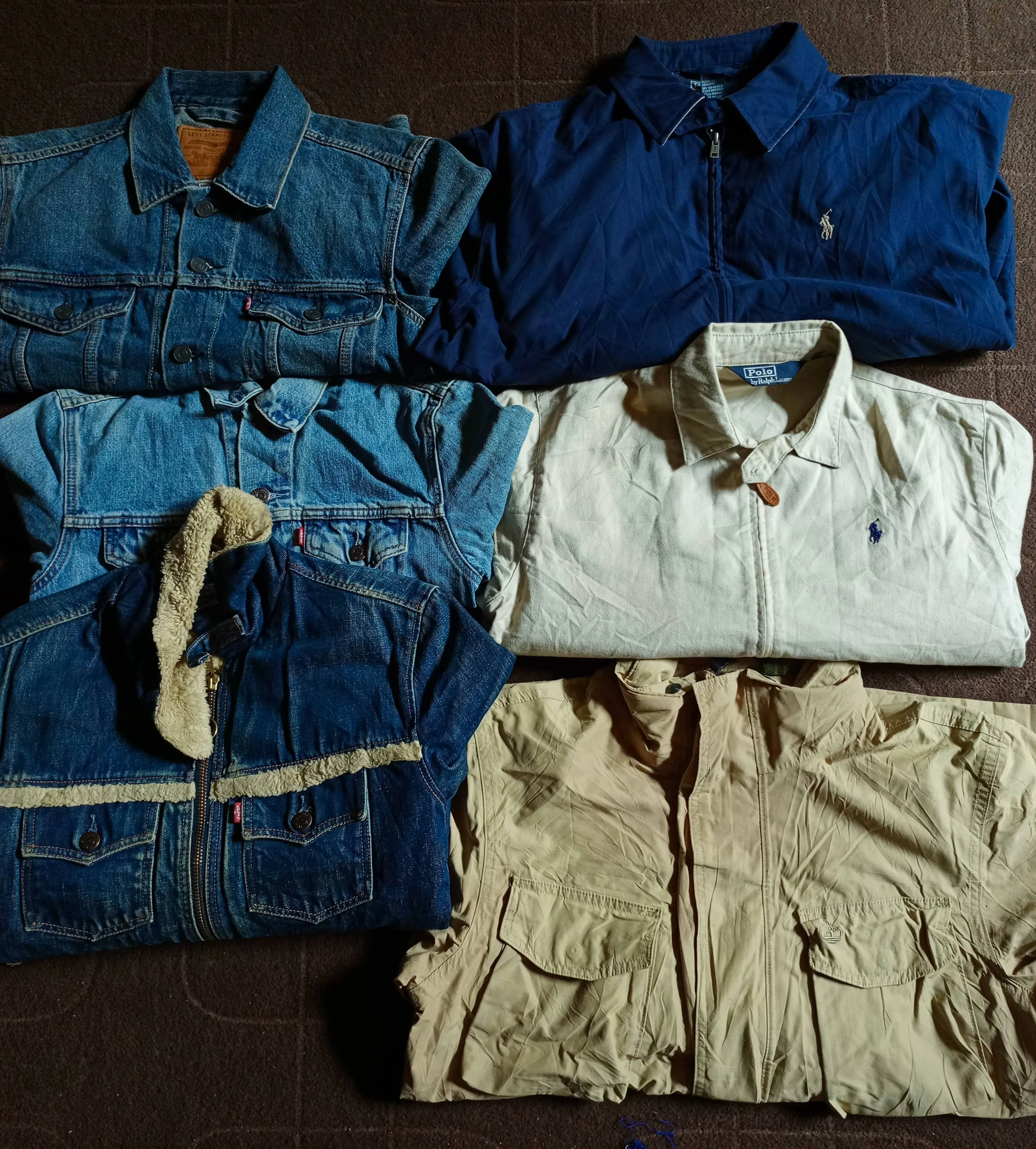 Branded Polo, Lee, Levi's, Timberland jackets