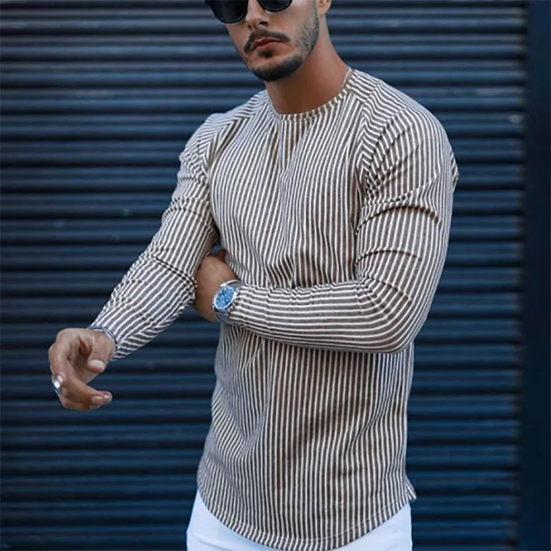 Casual Men T-shirt Stripe Summer