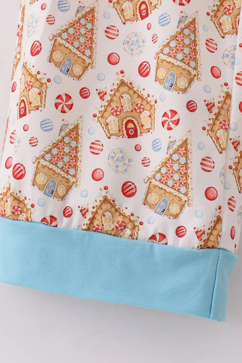 Christmas gingerbread house print men pajamas pants