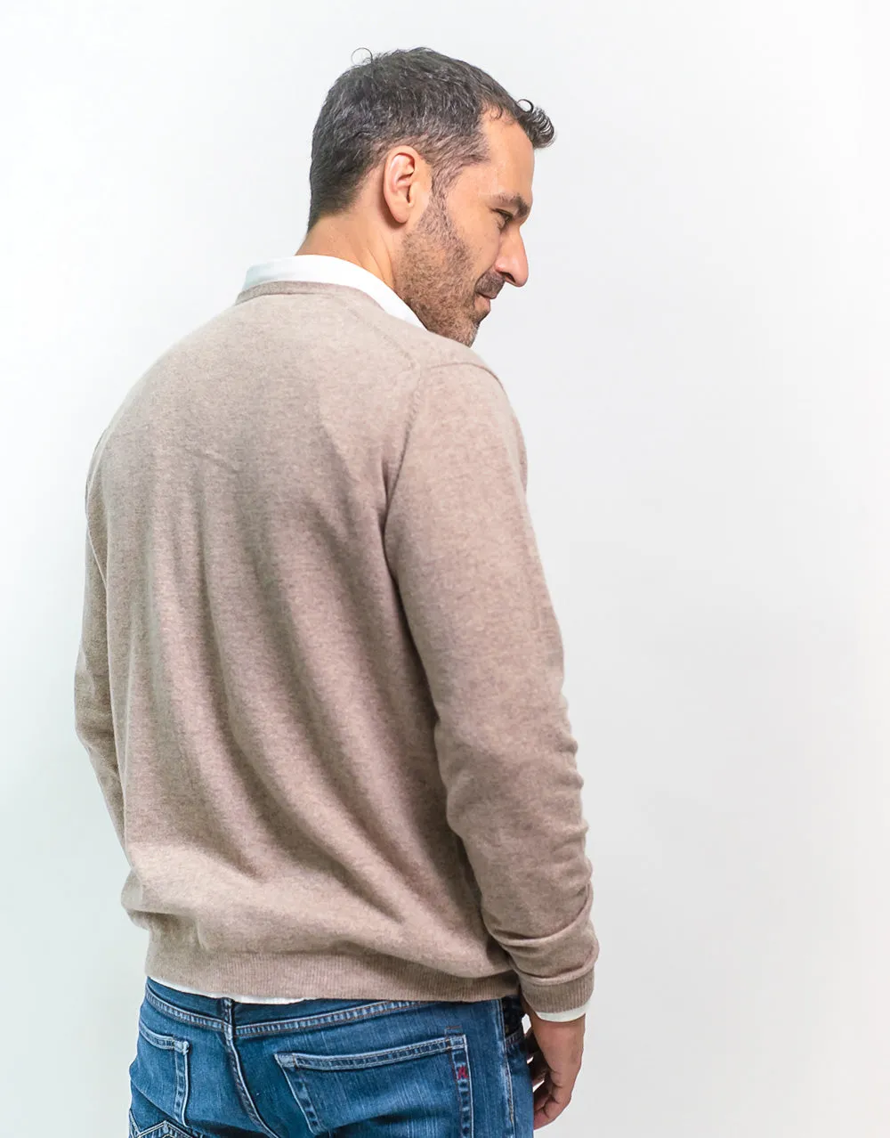 Classic Men's Cardigan in Stone