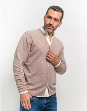 Classic Men's Cardigan in Stone