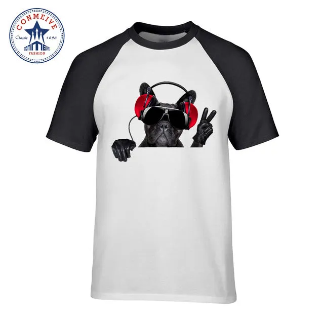 dj music dog t shirt men