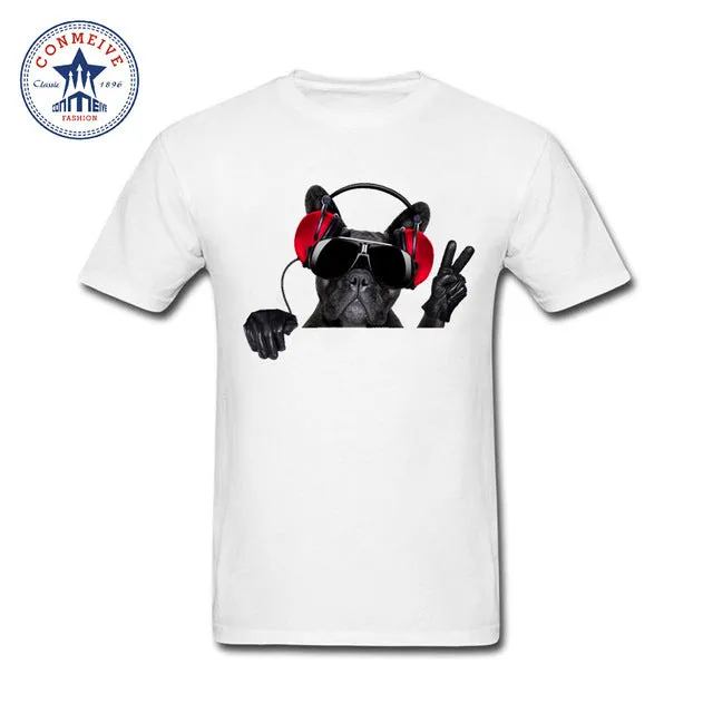 dj music dog t shirt men