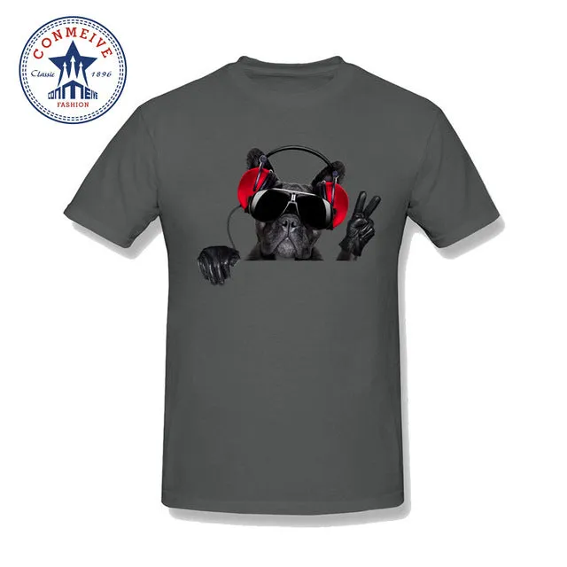 dj music dog t shirt men