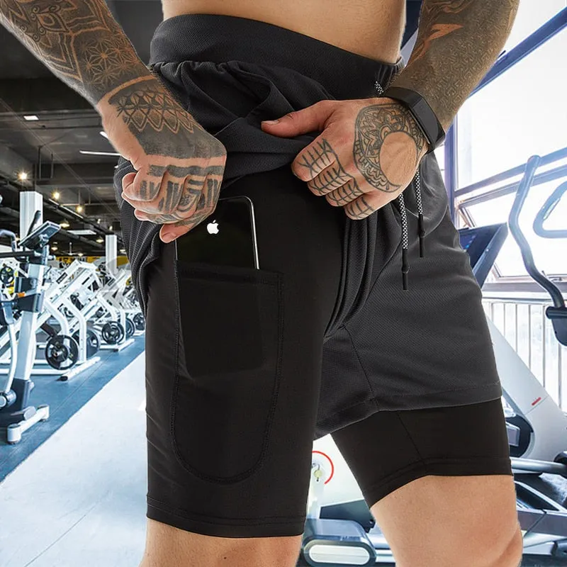 Double-deck Running  2 In 1 Shorts for Men