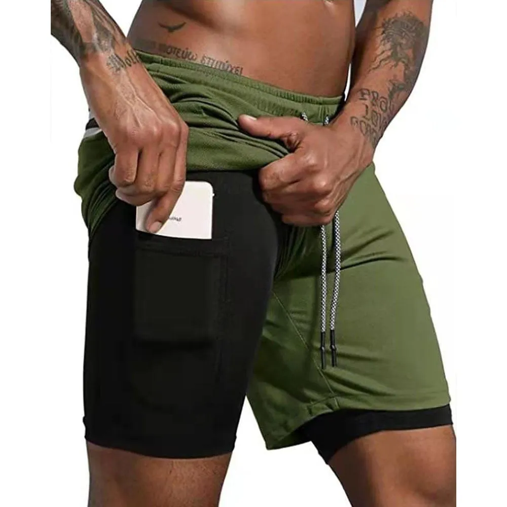 Double-deck Running  2 In 1 Shorts for Men