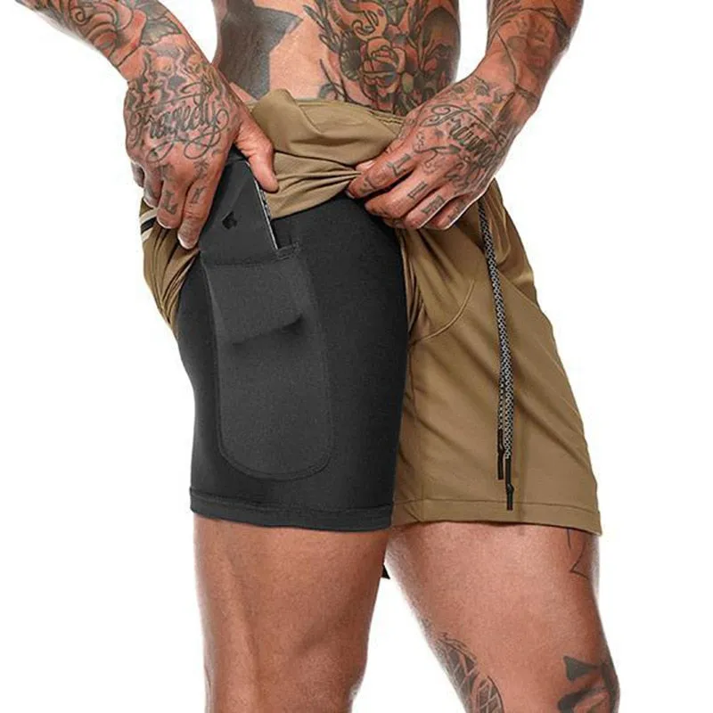 Double-deck Running  2 In 1 Shorts for Men