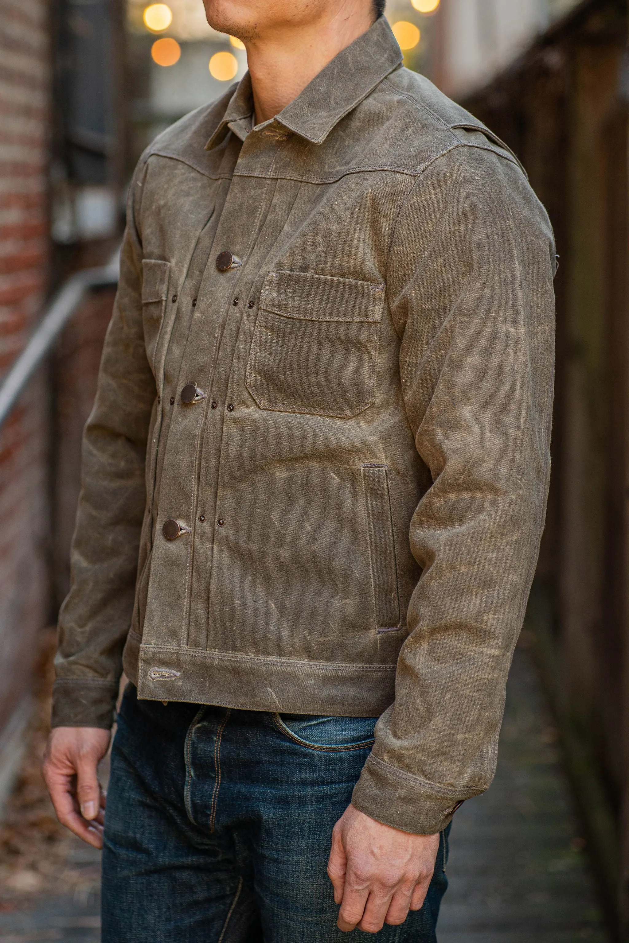 Freenote Cloth Heavy Waxed Riders Jacket - Tobacco Wool