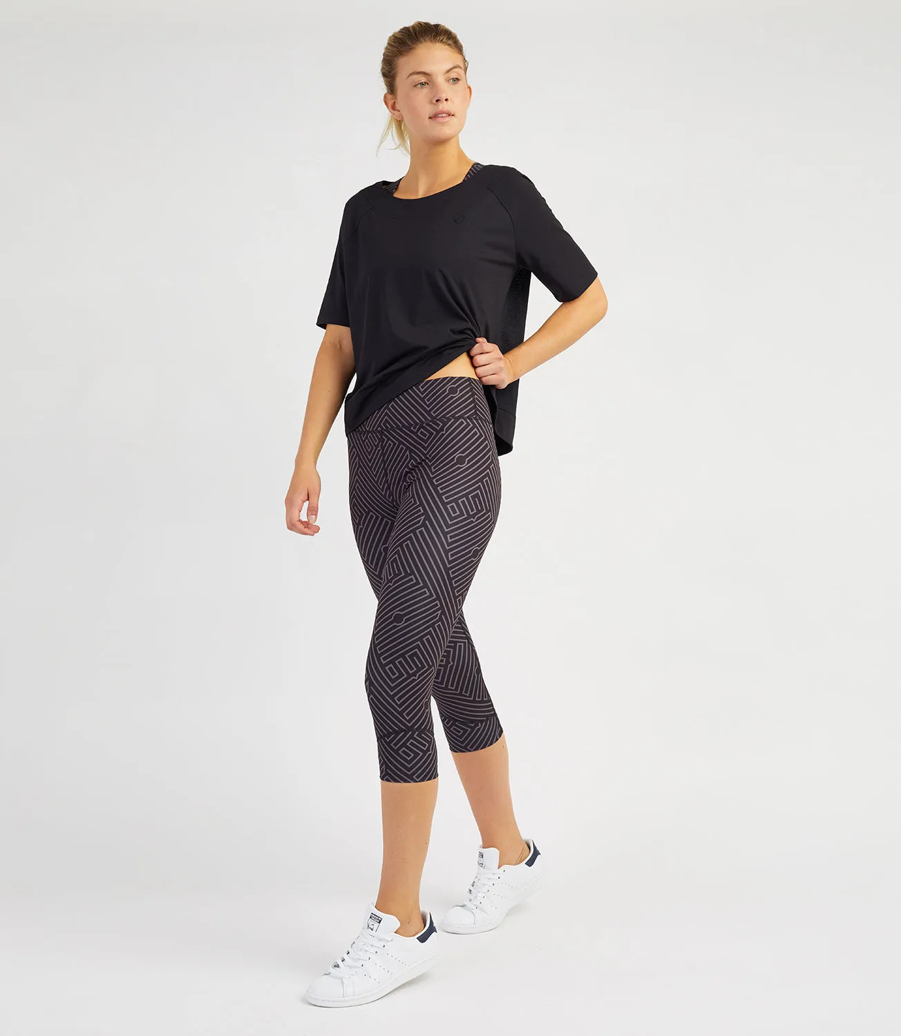 Georgia Capri Leggings - Black/Anthracite Print