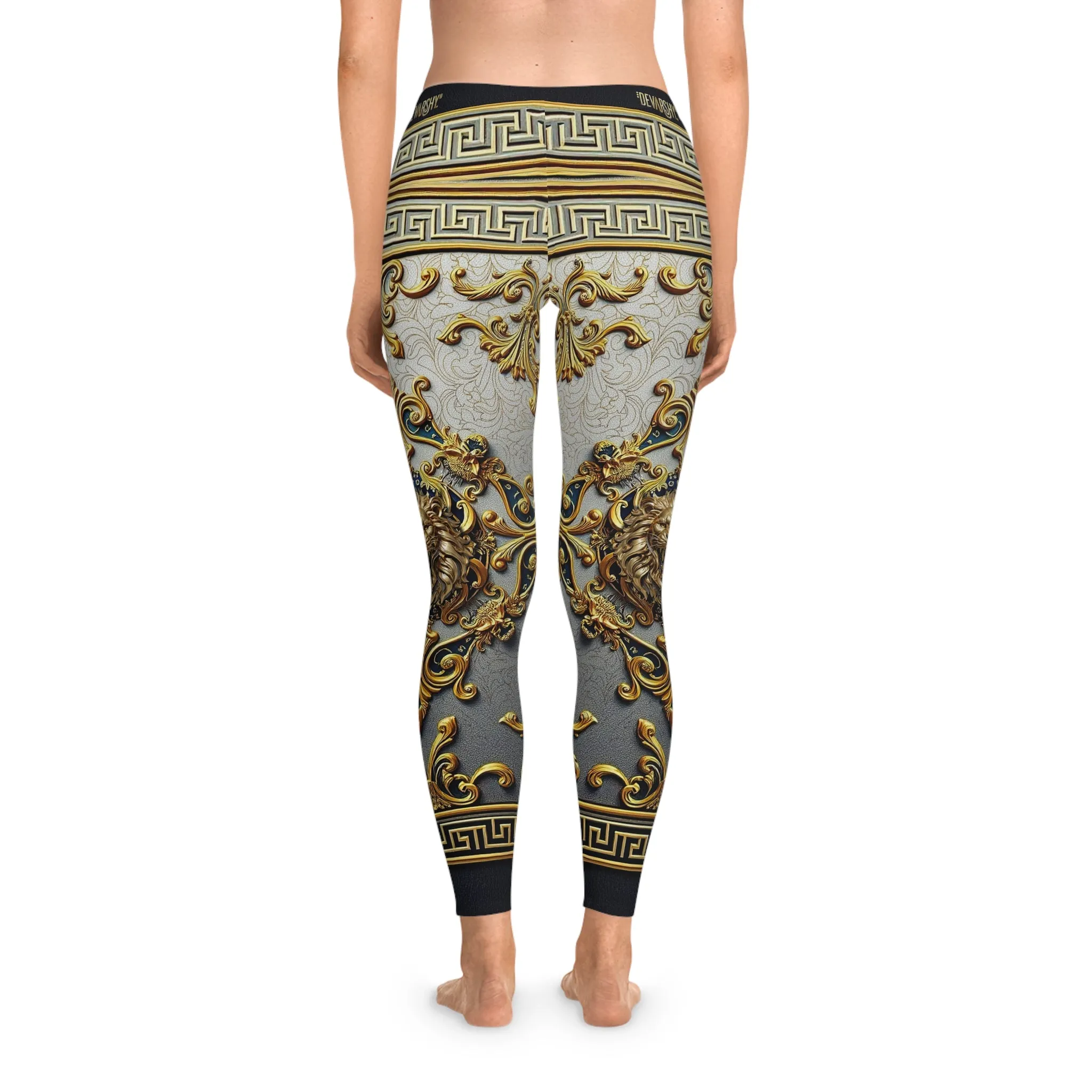 Golden Baroque Leggings Women Stretchy Pants Golden Lion Leggings Yoga Tights Women Casual wear Leggings | 104924