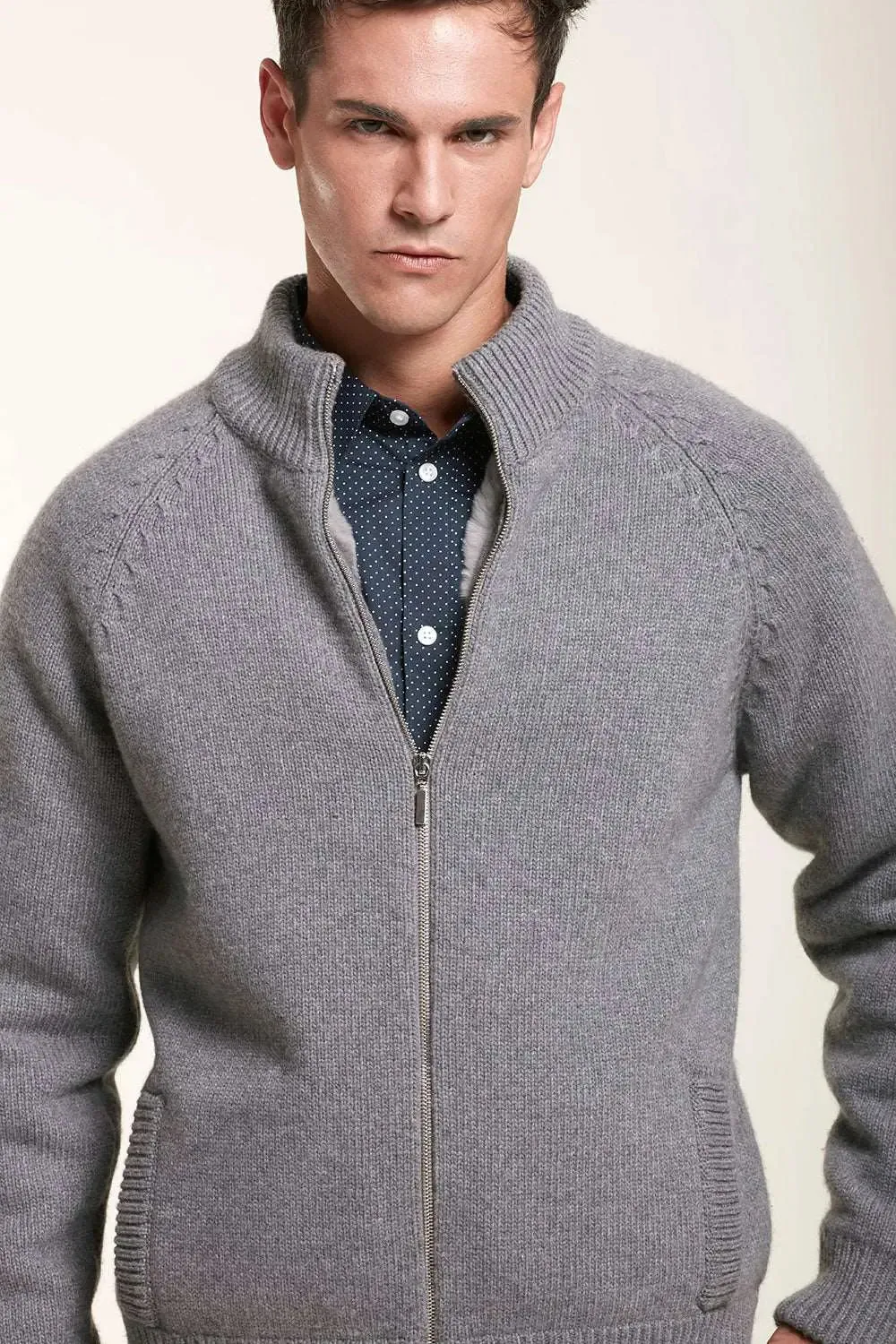 Grey knitted bomber jacket