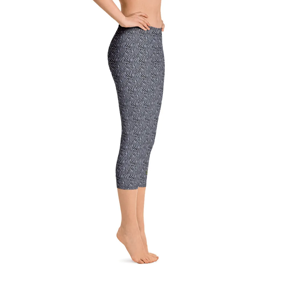 Grey Zebra Capri Leggings