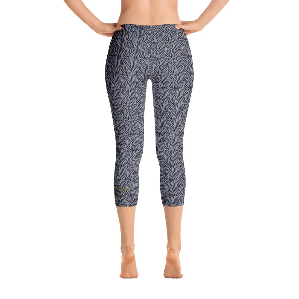 Grey Zebra Capri Leggings