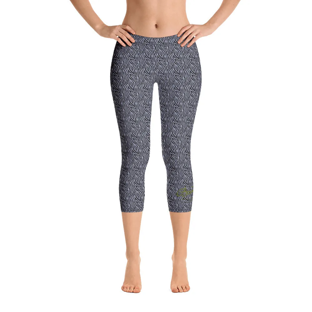 Grey Zebra Capri Leggings