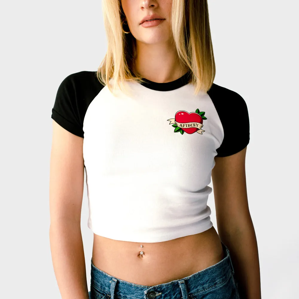 Heart Cropped Baby Raglan Tee