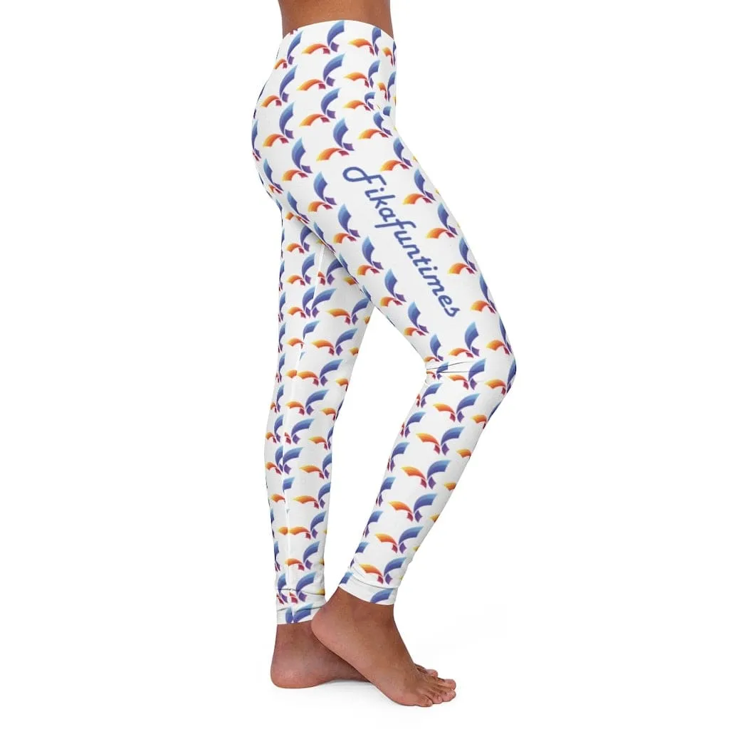 High Stretch Fikafuntimes Multicolor Logo Print Sports Leggings