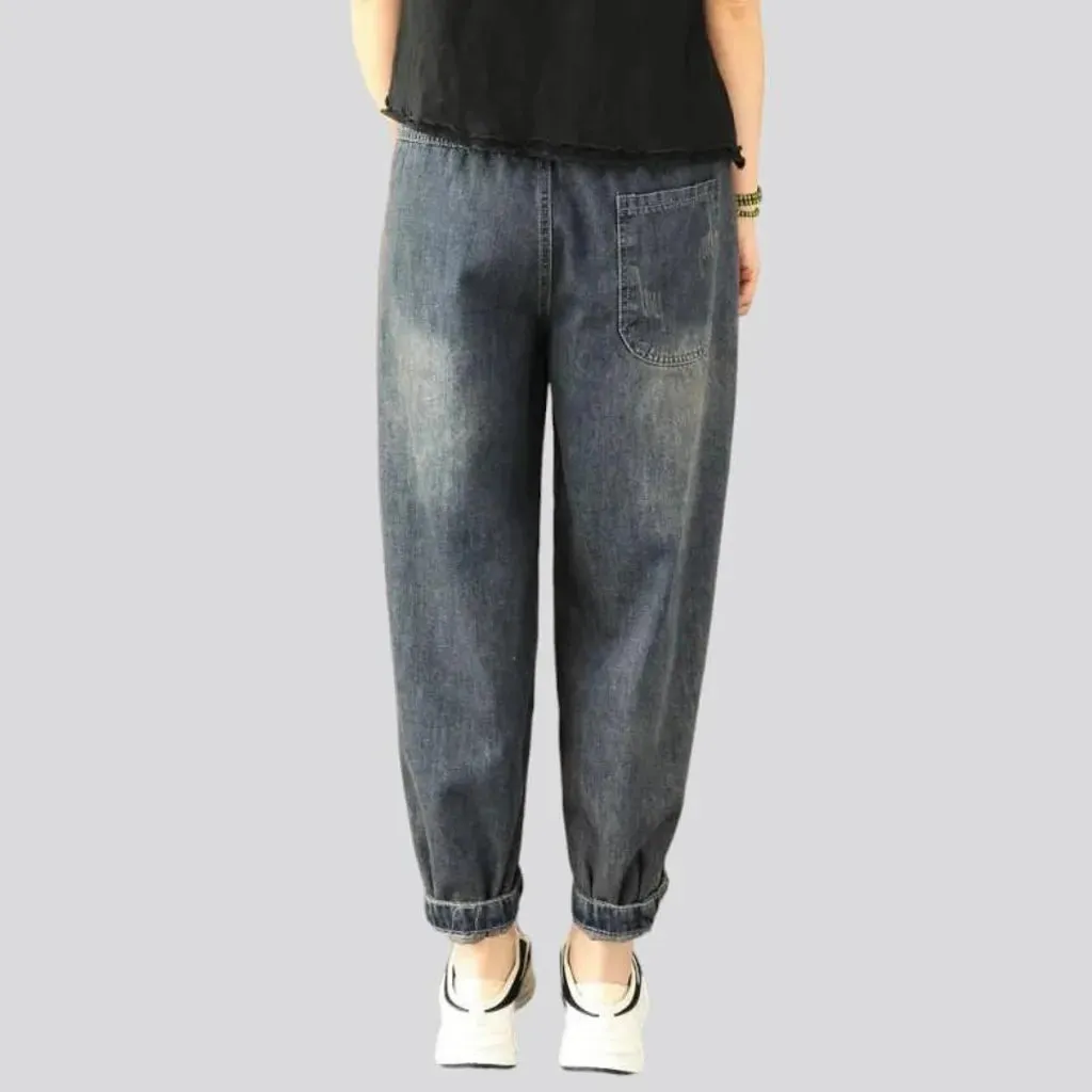 High-waist vintage denim pants for women