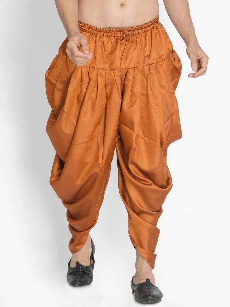 Jashvi Men's Brown Cotton Blend Dhoti