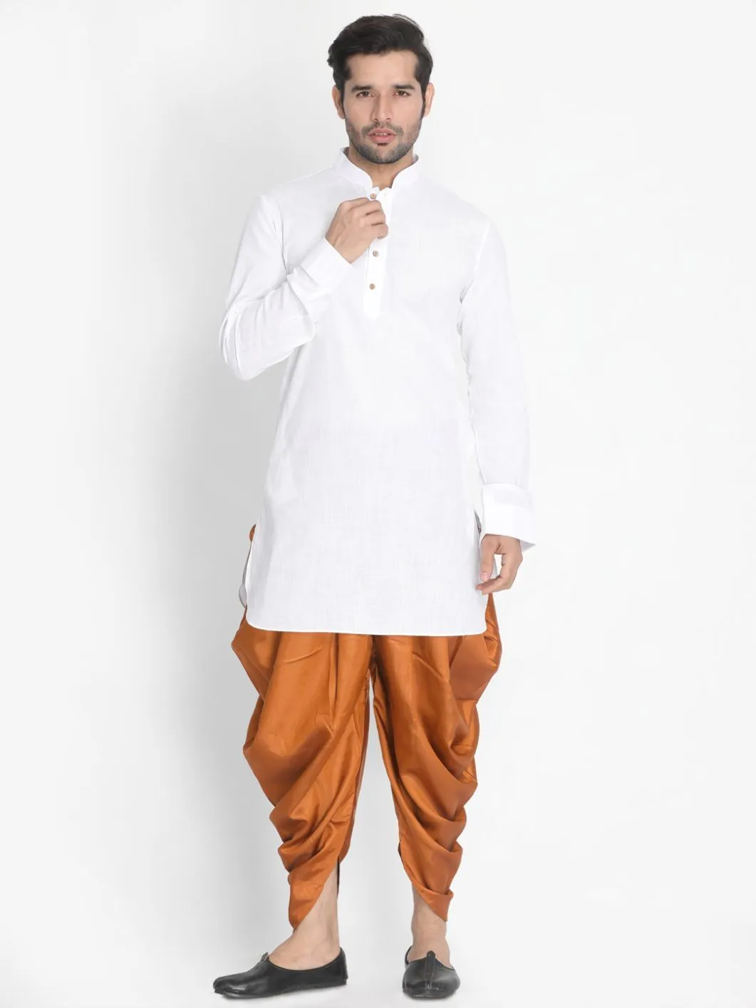 Jashvi Men's Brown Cotton Blend Dhoti