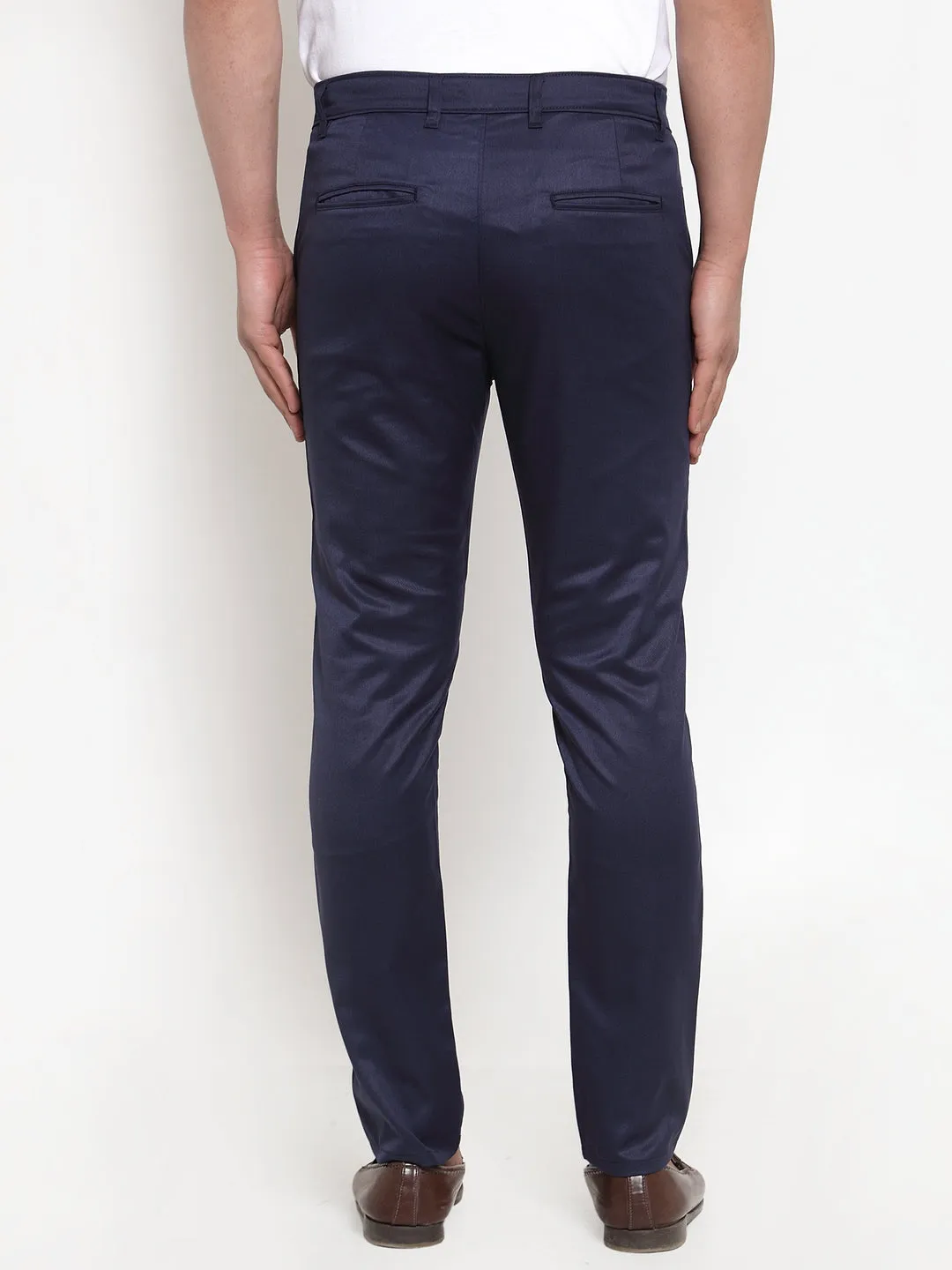 Jashvi Men's Navy Solid Formal Trousers