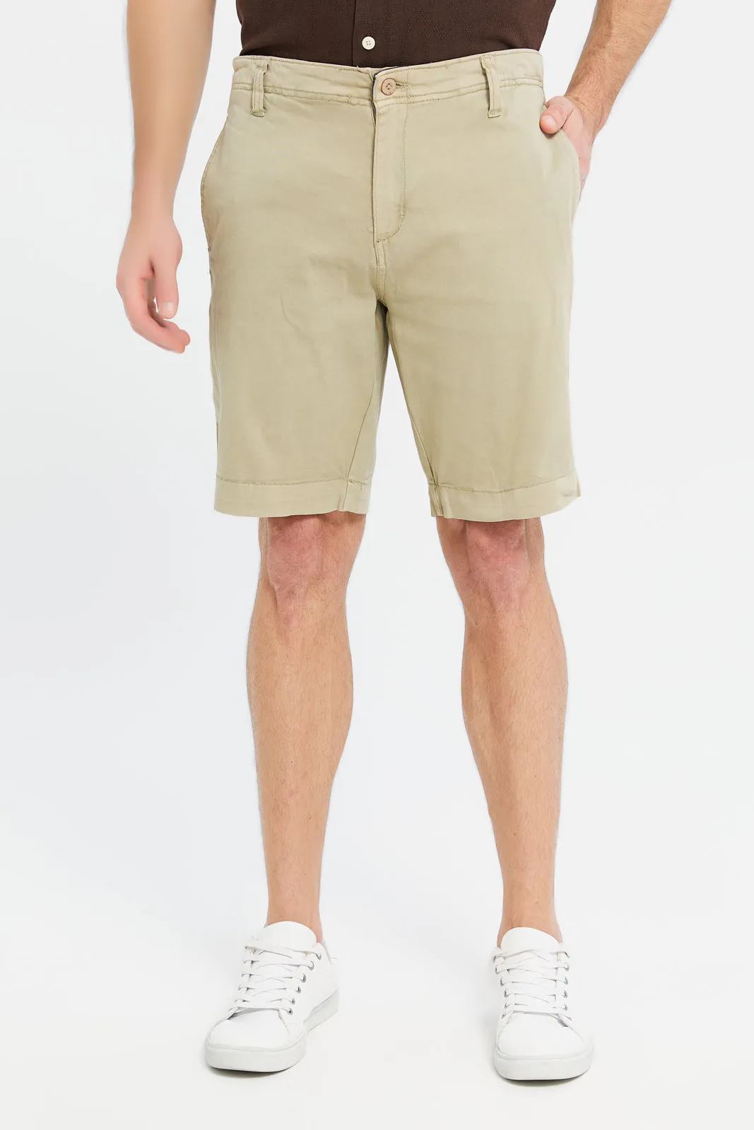 Men Beige Chino Shorts