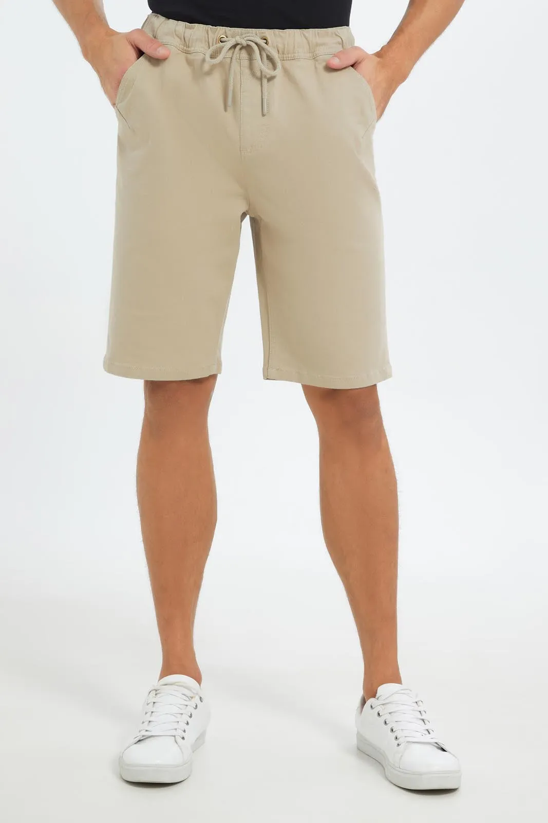 Men Beige Knee Length Shorts