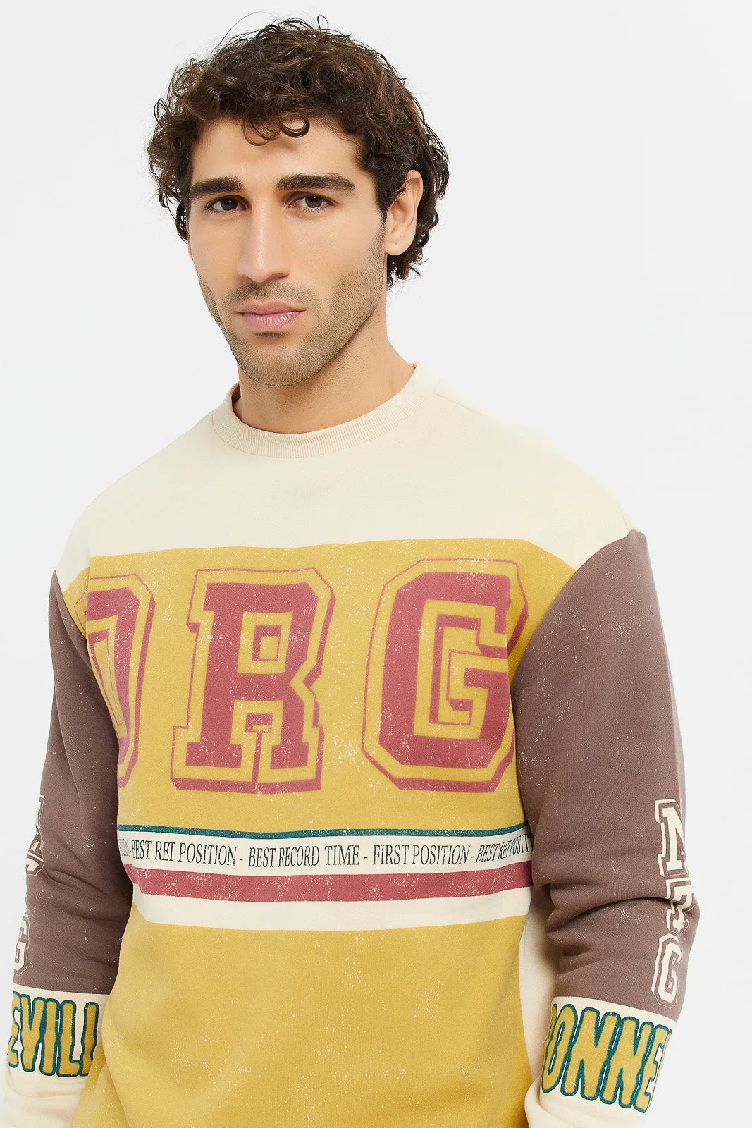 Men Beige Printed Sweatshirt