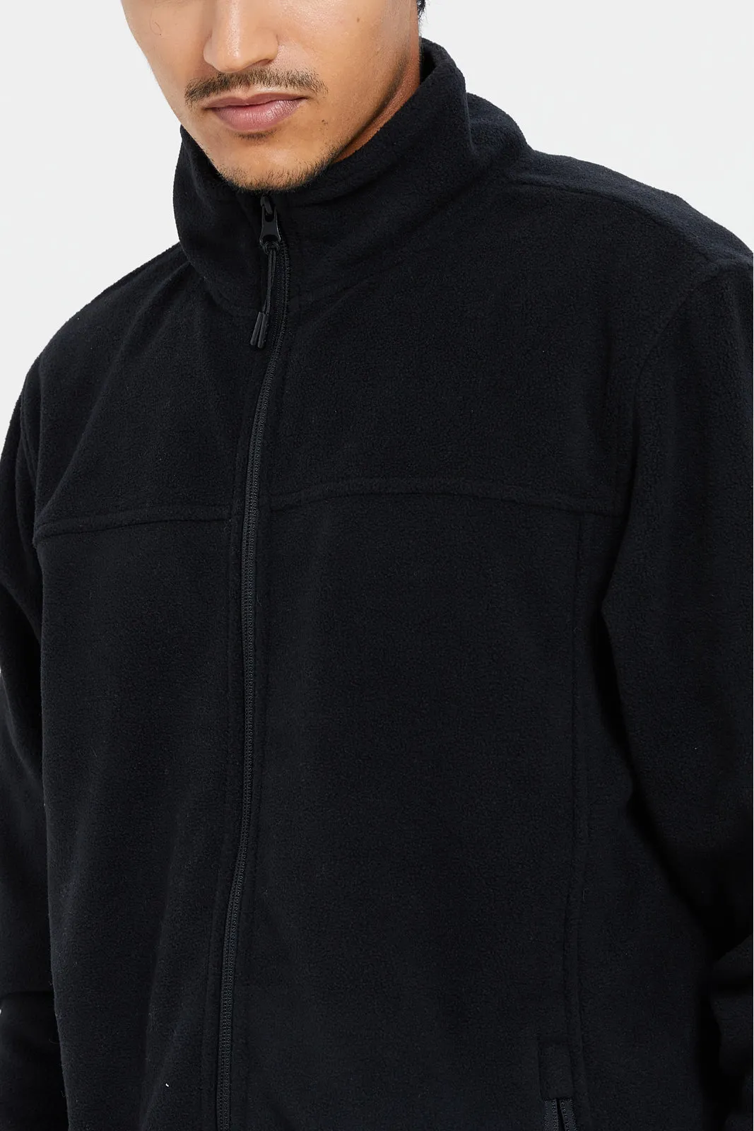 Men Black High Neck Sweatshirt