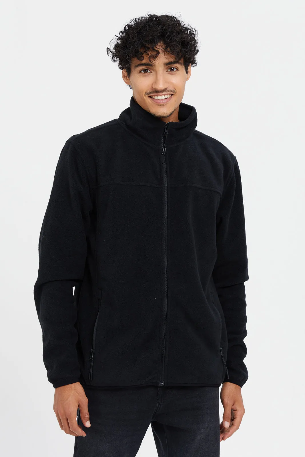 Men Black High Neck Sweatshirt