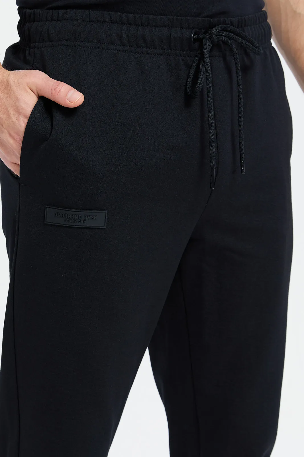 Men Black Joggers With Logo