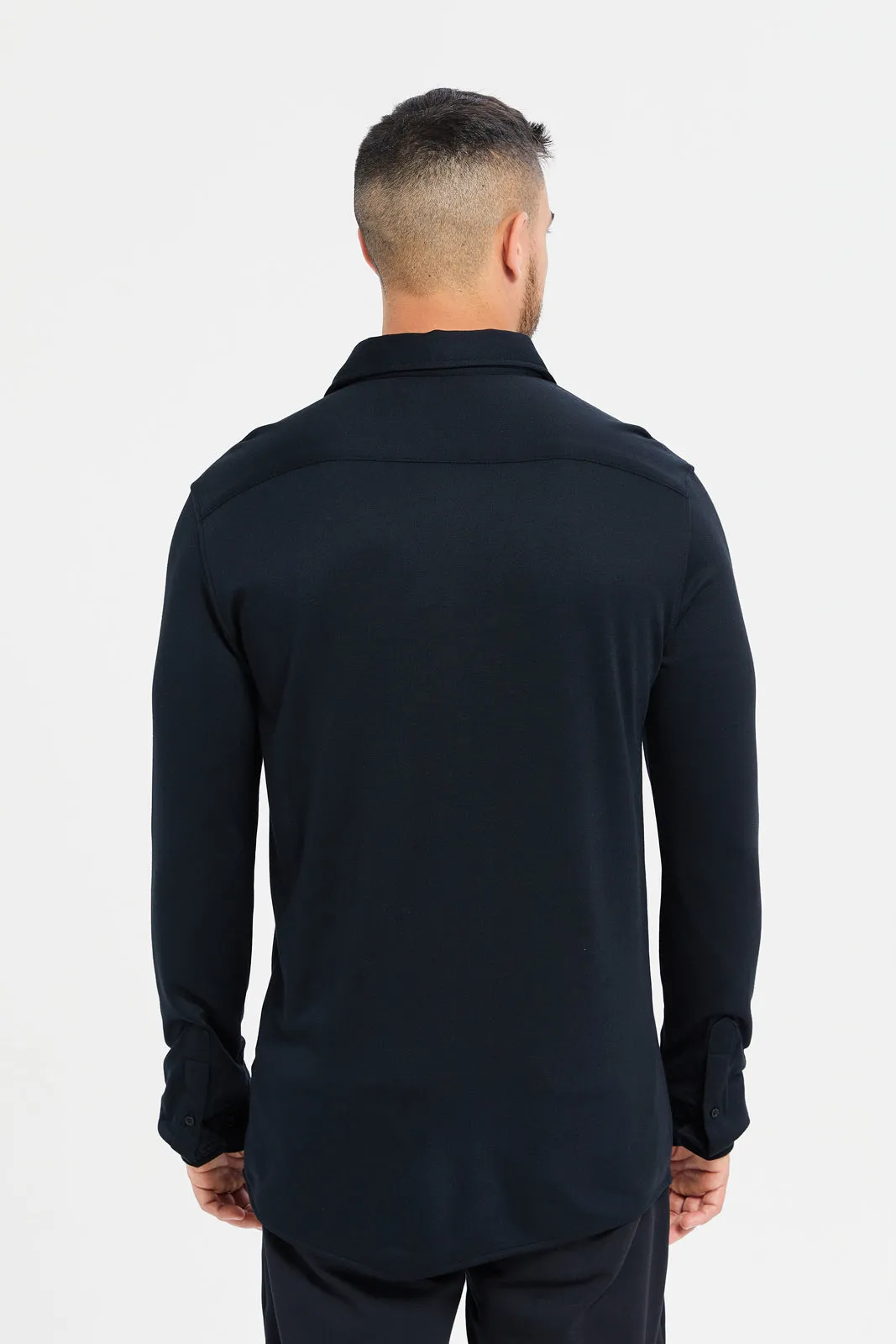 Men Black Knitted Signature Shirt