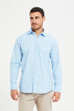 Men Blue Printed Formal Shirt