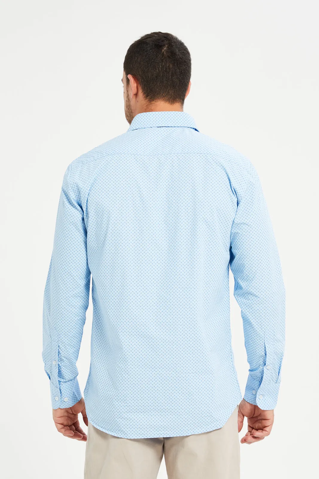 Men Blue Printed Formal Shirt