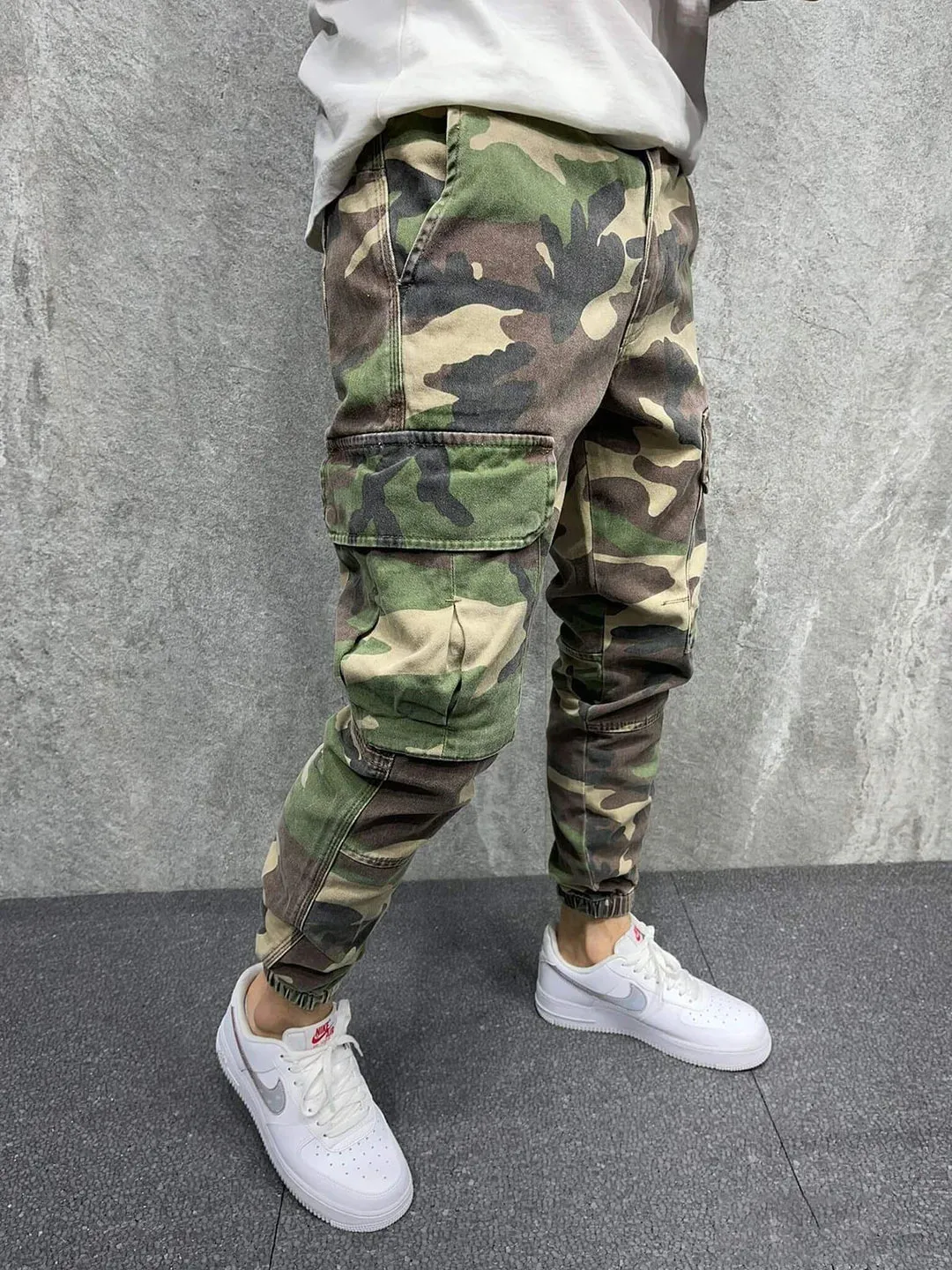 Men Camouflage Pocket Casual Trousers