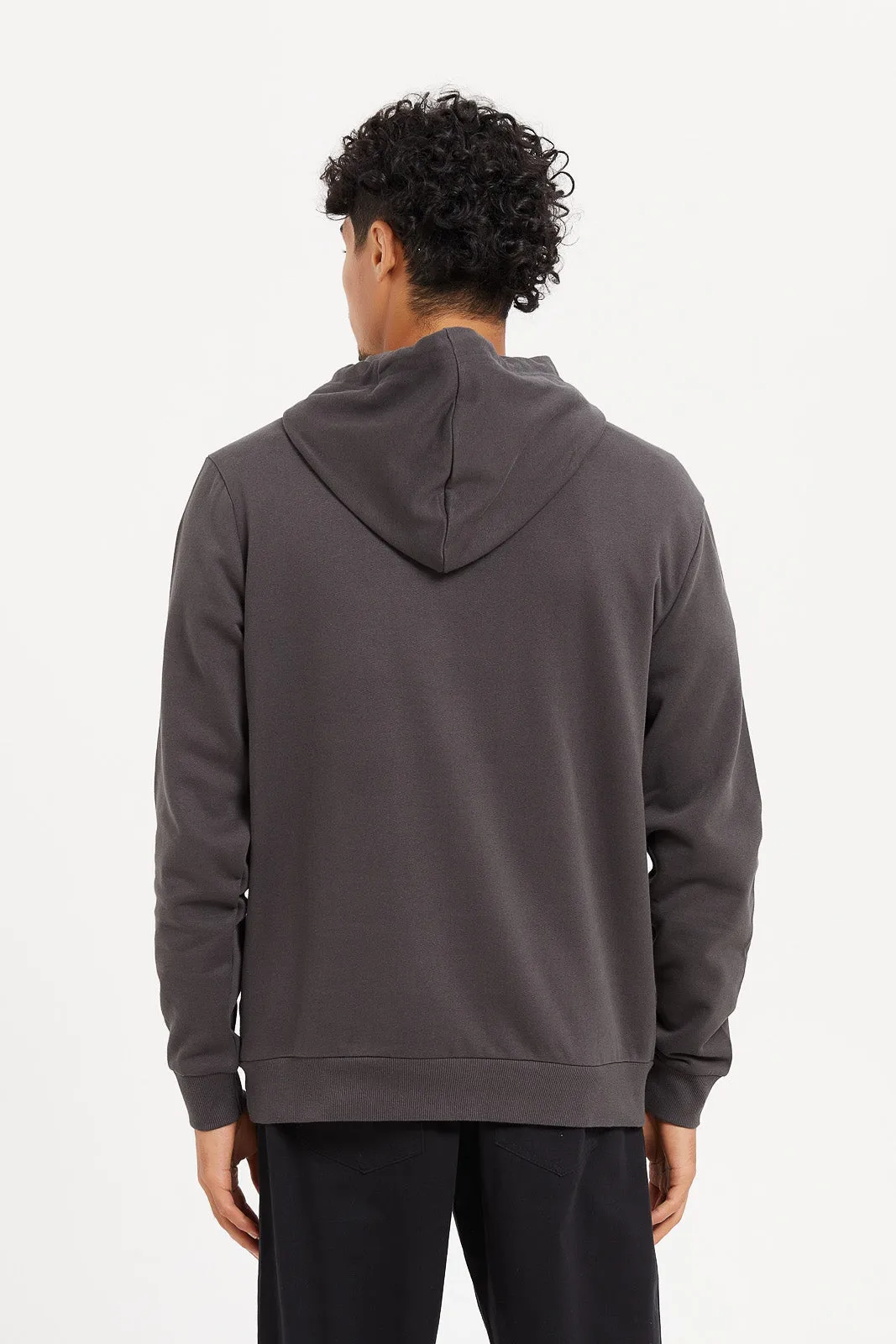 Men Charcoal Basic Hoodie